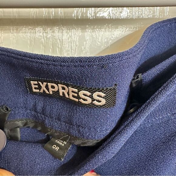 D8 Express Wide-Leg navy Button Pants - Picture 3 of 4